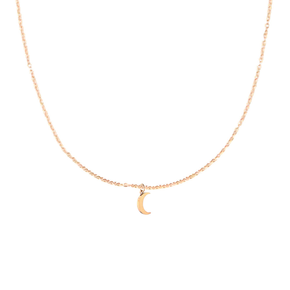 Short boxchain necklace with moon pendant