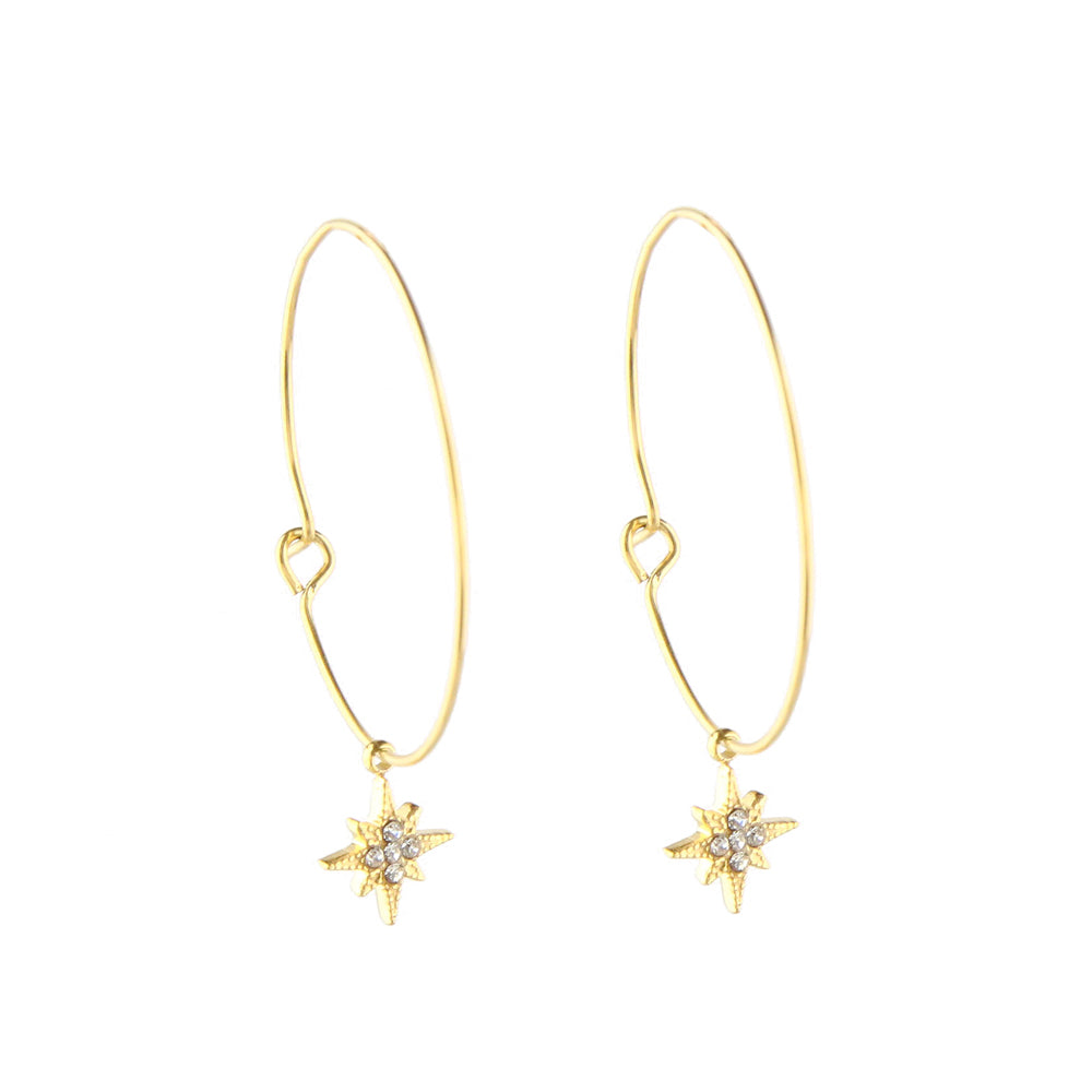Hoop earrings with zirconia stars