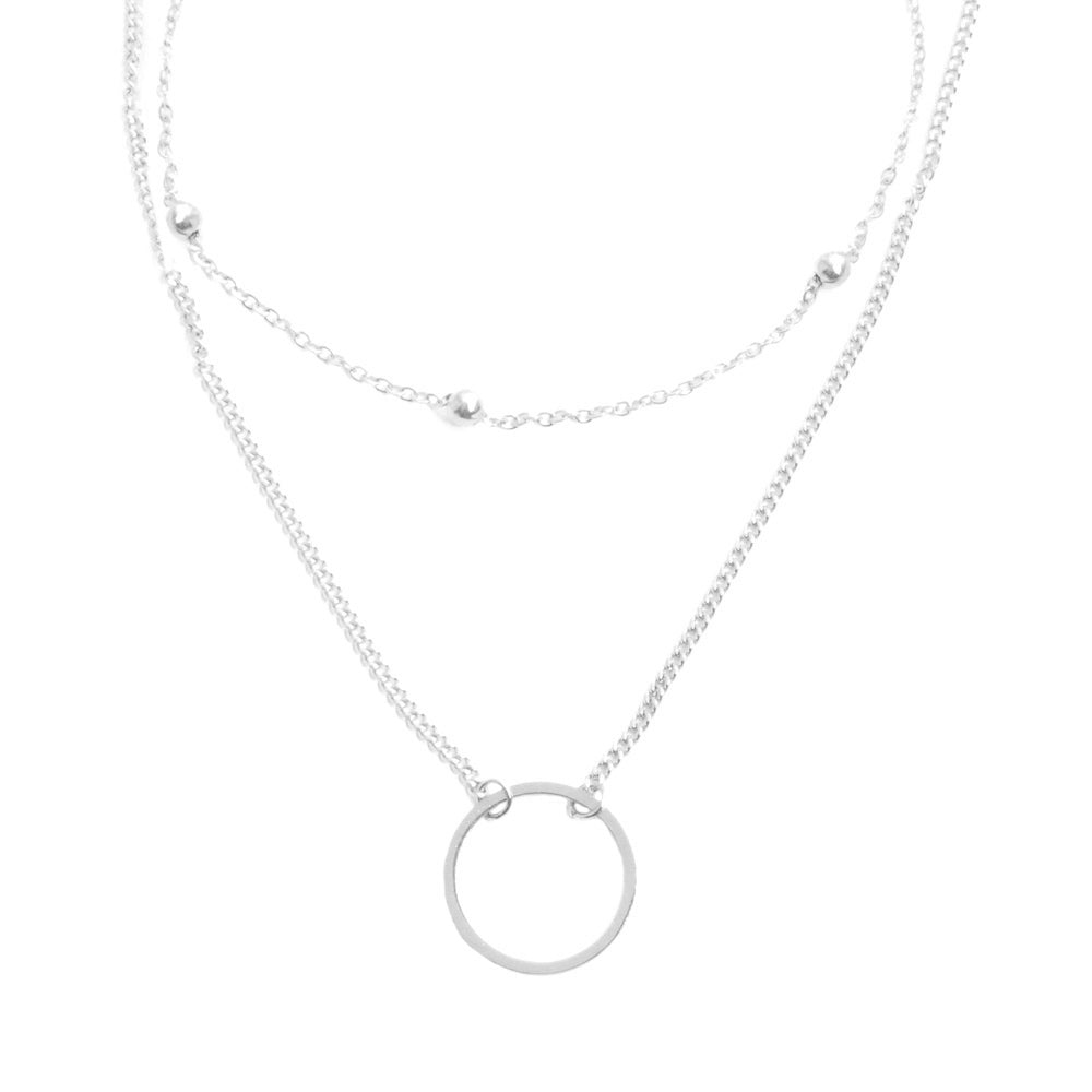 Layering necklace with circle pendant