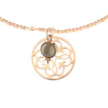 Long necklace with mandala and agate pendant